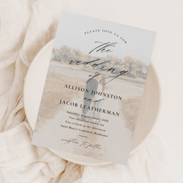 Invitación Magnética Elegante Boda de superposición de foto manuscrita (Subido por el creador)