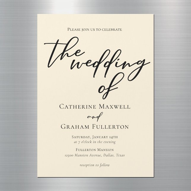 Invitación Magnética Elegante Boda Minimalista de Marfil (Subido por el creador)