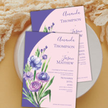 Elegante Boda rosa Rubor morado floral