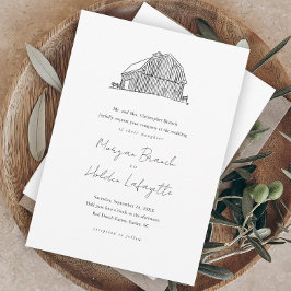 Invitación Magnética Elegante Boda Rústico Negro y Blanco