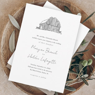 Invitación Magnética Elegante Boda Rústico Negro y Blanco