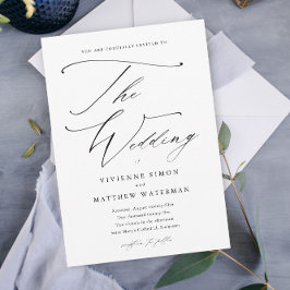 Invitación Magnética Elegante Boda Simple en Blanco y Negro