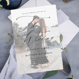 Invitación Magnética Elegante Boda Simple en Blanco y Negro