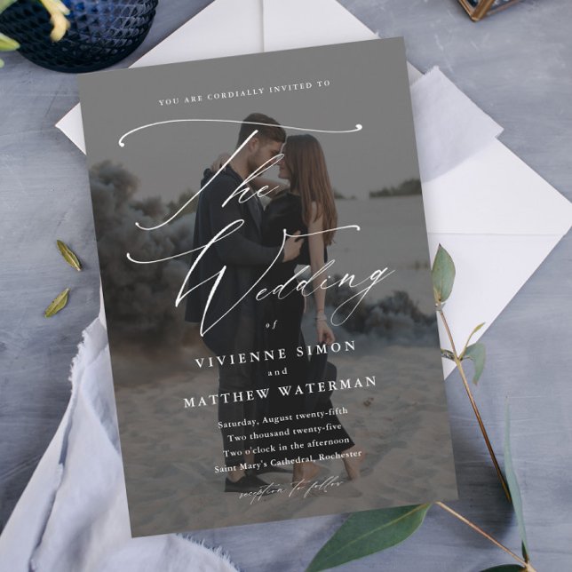 Invitación Magnética Elegante Boda simple negro y blanco (Subido por el creador)