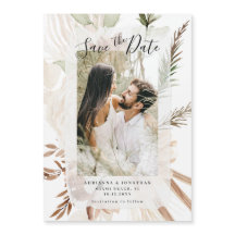 Elegante Boho Floral Pampas Foto Guardar La Fecha