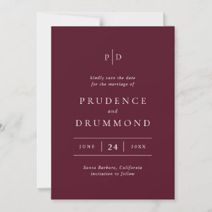 Invitación Magnética Elegante Burgundy Profundo Ahorra la Fecha de Boda