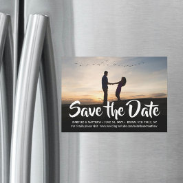 Invitación Magnética Elegante Caligrafía 1 Foto Boda Salva la Fecha