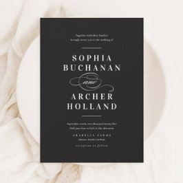 Invitación Magnética Elegante Caligrafía Boda en Blanco y Negro