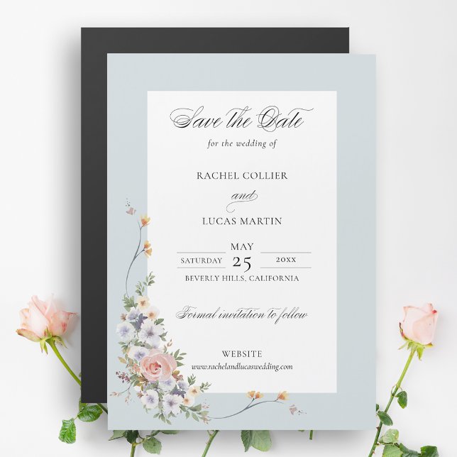Invitación Magnética Elegante caligrafía floral de Boho salva la fecha (Subido por el creador)
