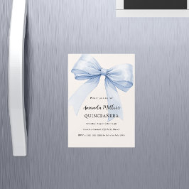 Invitación Magnética Elegante crema azul Quinceanera