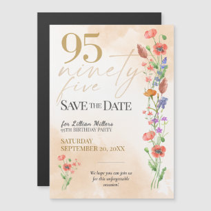Invitación Magnética Elegante Cumpleaños 95 - 95 Salva la Fecha