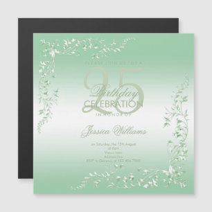 Invitación Magnética Elegante Decoración Esmeralda Cumpleaños 25