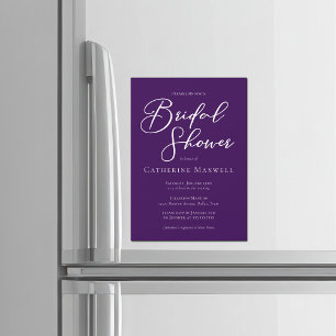Invitación Magnética Elegante Ducha de Novia Personalizada de Color Púr