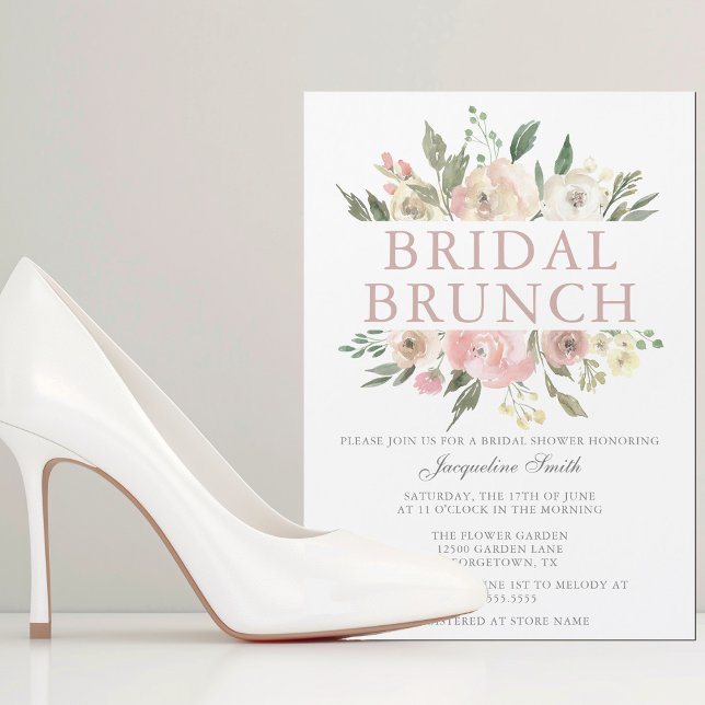 Invitación Magnética Elegante ducha Rubor rosa Floral Bridal Brunch (Subido por el creador)