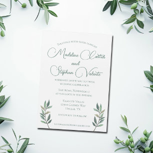 Invitación Magnética Elegante Eucalipto deja al Boda verde moderno