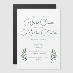 Invitación Magnética Elegante Eucalipto Verde Hoja Moderna Ducha Bridal