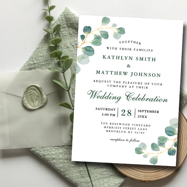Invitación Magnética Elegante Eucalyptus Greenery Boda moderno (Subido por el creador)