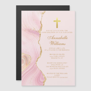 Invitación Magnética Elegante Fiesta de Agate de Oro Rosa de Confirmaci