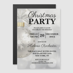 Invitación Magnética Elegante fiesta de feriado de Navidades blancos