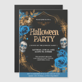 Invitación Magnética Elegante fiesta de Halloween Blue & Gold
