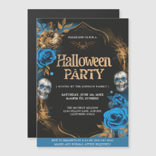 Invitación Magnética Elegante fiesta de Halloween Blue & Gold