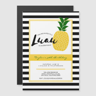 Invitación Magnética Elegante Fiesta Luau Pineapple