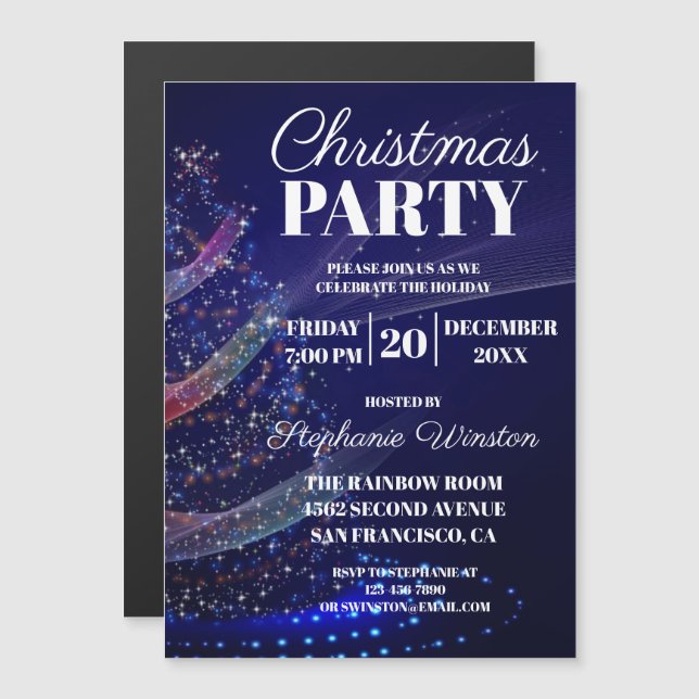 Invitación Magnética Elegante fiesta navideña (Anverso/Reverso)
