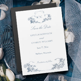 Invitación Magnética Elegante floral azul turquesa francesa salva la fe
