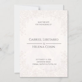 Invitación Magnética Elegante Floral Rosa Claro Magnético Save the Date