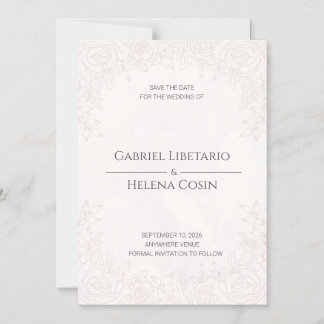 Invitación Magnética Elegante Floral Rosa Claro Magnético Save the Date