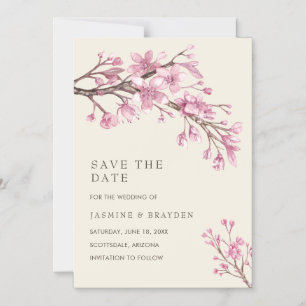 Invitación Magnética Elegante Floral Rosa de Boda Guardar la Fecha