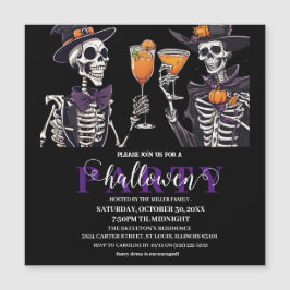 Invitación Magnética Elegante Floral Skull Adulto Halloween Party Invit