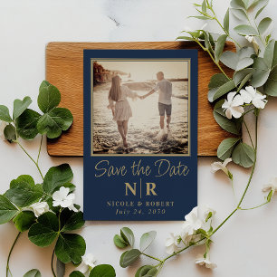 Invitación Magnética Elegante foto del Monograma de Boda Guardar La Fec