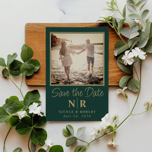 Invitación Magnética Elegante foto del Monograma de Boda Guardar La Fec
