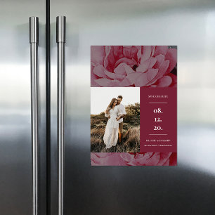Invitación Magnética Elegante foto floral Guardar la fecha