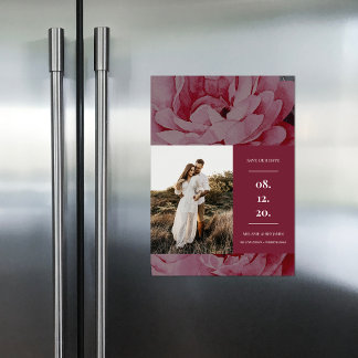 Invitación Magnética Elegante foto floral Guardar la fecha