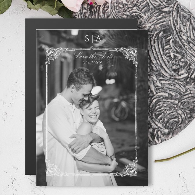 Invitación Magnética Elegante foto francesa de Rococo salva la fecha (Subido por el creador)