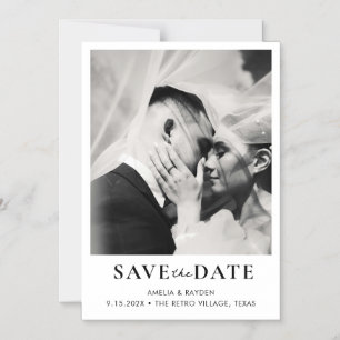 Invitación Magnética Elegante Foto Retro de Boda Guardar la fecha