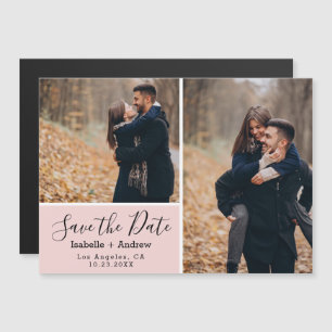 Invitación Magnética Elegante foto rosa Guardar la fecha