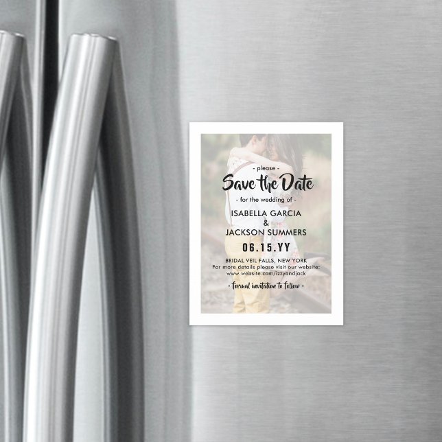 Invitación Magnética Elegante foto superposición de boda moderna Guarda (Subido por el creador)