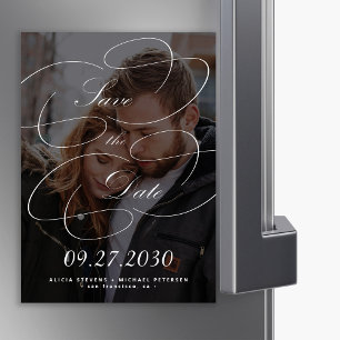 Invitación Magnética Elegante guión de caligrafía boda foto fecha de gu