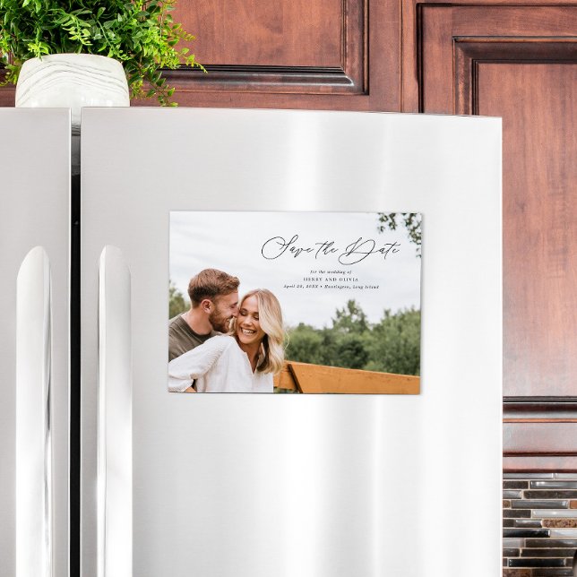 Invitación Magnética Elegante guión Guardar el paisaje de fechas (Subido por el creador)