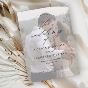 Invitación Magnética Elegante Guión Sobreposición De Boda De Fotografía