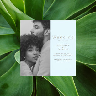Invitación Magnética Elegante Icy Blue Photo Save the Date