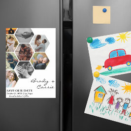 Invitación Magnética Elegante matrimonio de fotos de Honeycomb salva la