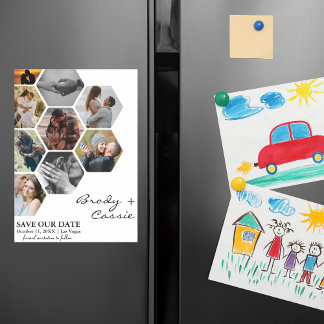 Invitación Magnética Elegante matrimonio de fotos de Honeycomb salva la