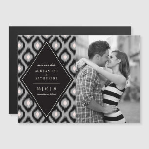 Invitación Magnética Elegante Moda Mod Diamond Ikat Foto Guardar La Fec