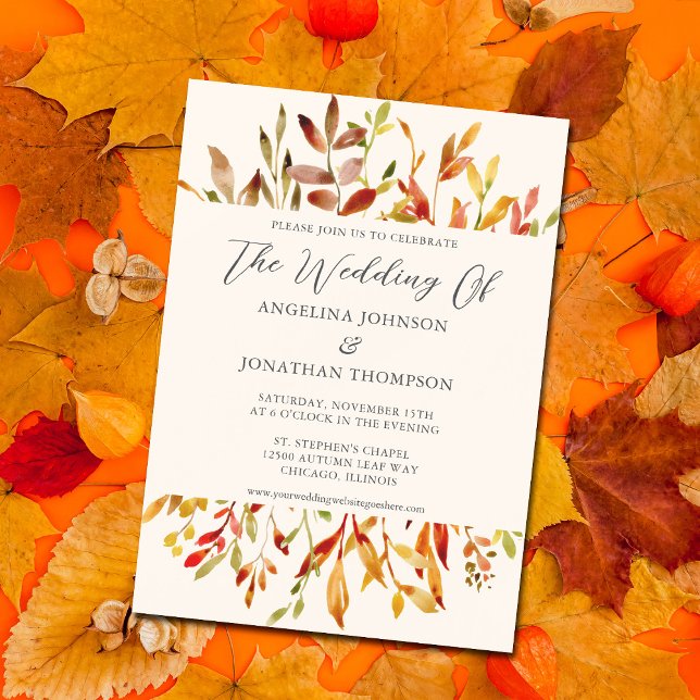 Invitación Magnética Elegante otoño deja nubes acuarela de la boda de o (Subido por el creador)