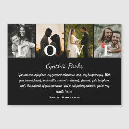 Invitación Magnética Elegante Personalizado Negro 4 Fotos Para Parejas 