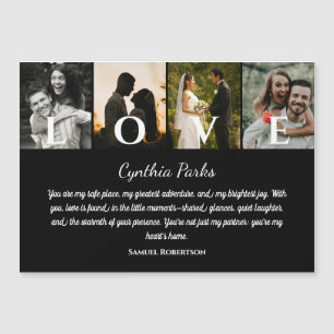 Invitación Magnética Elegante Personalizado Negro 4 Fotos Para Parejas
